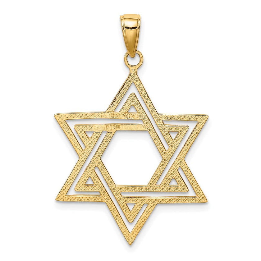 14k Yellow Gold Satin Star of David Pendant