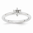 Rhodium Plated Sterling Silver Stackable 7mm Star of David Ring