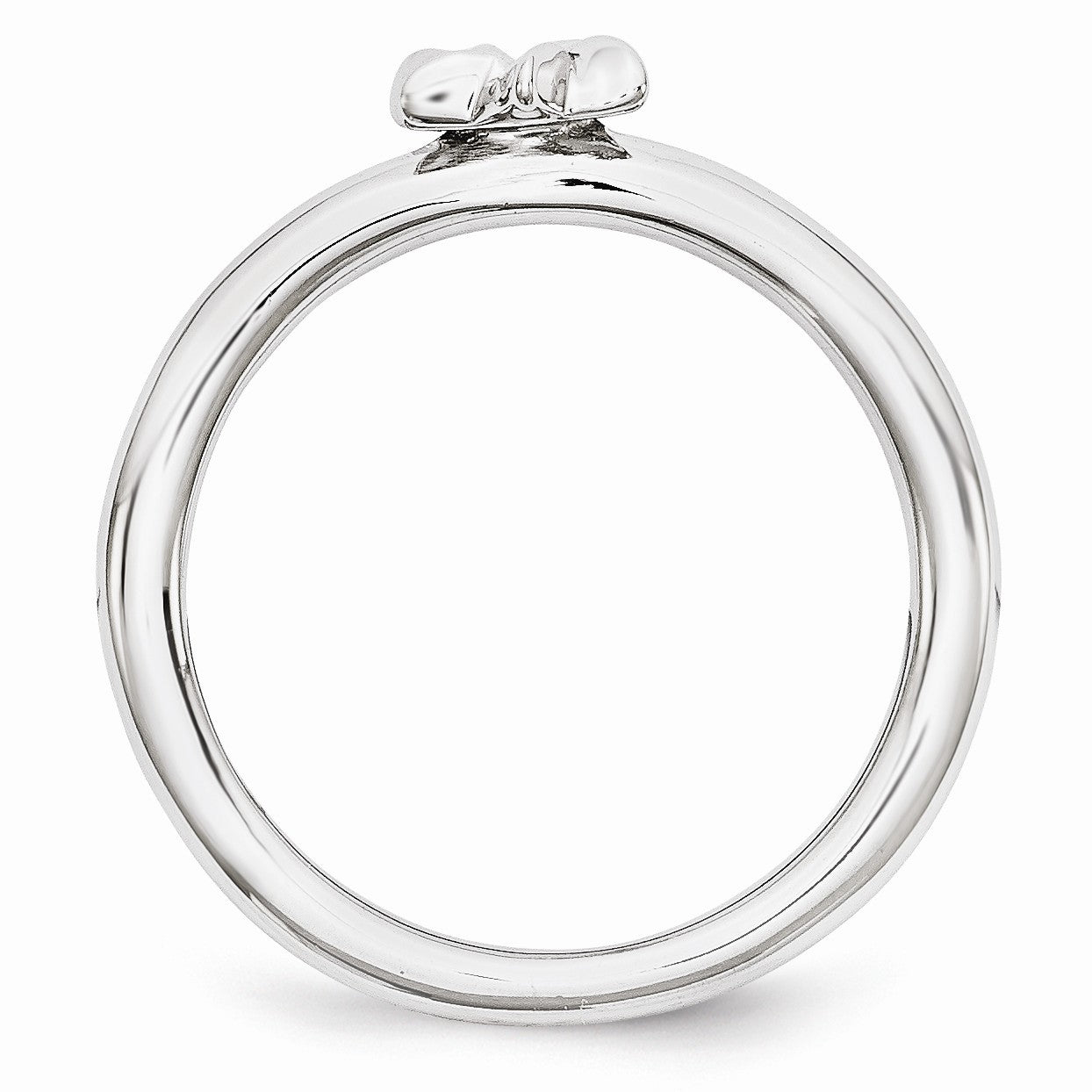 Rhodium Plated Sterling Silver Stackable 7mm Star of David Ring