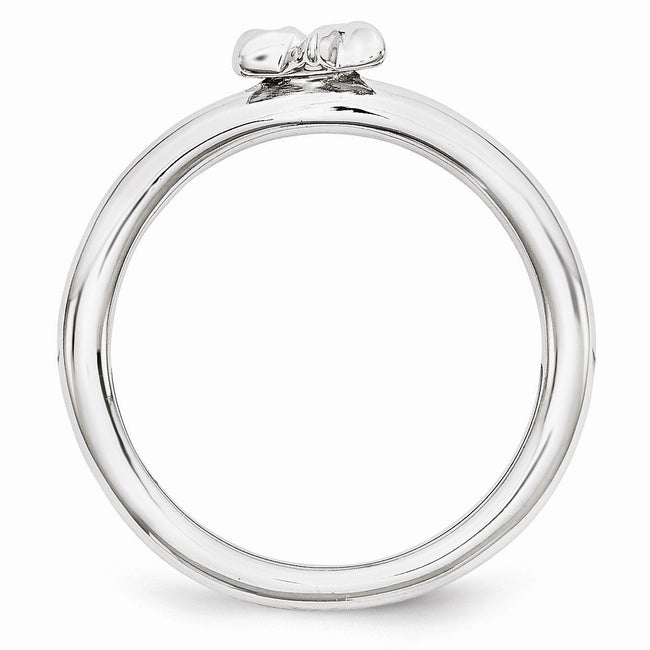 Rhodium Plated Sterling Silver Stackable 7mm Star of David Ring