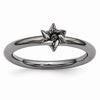 Black Plated Sterling Silver Stackable 7mm Star of David Ring