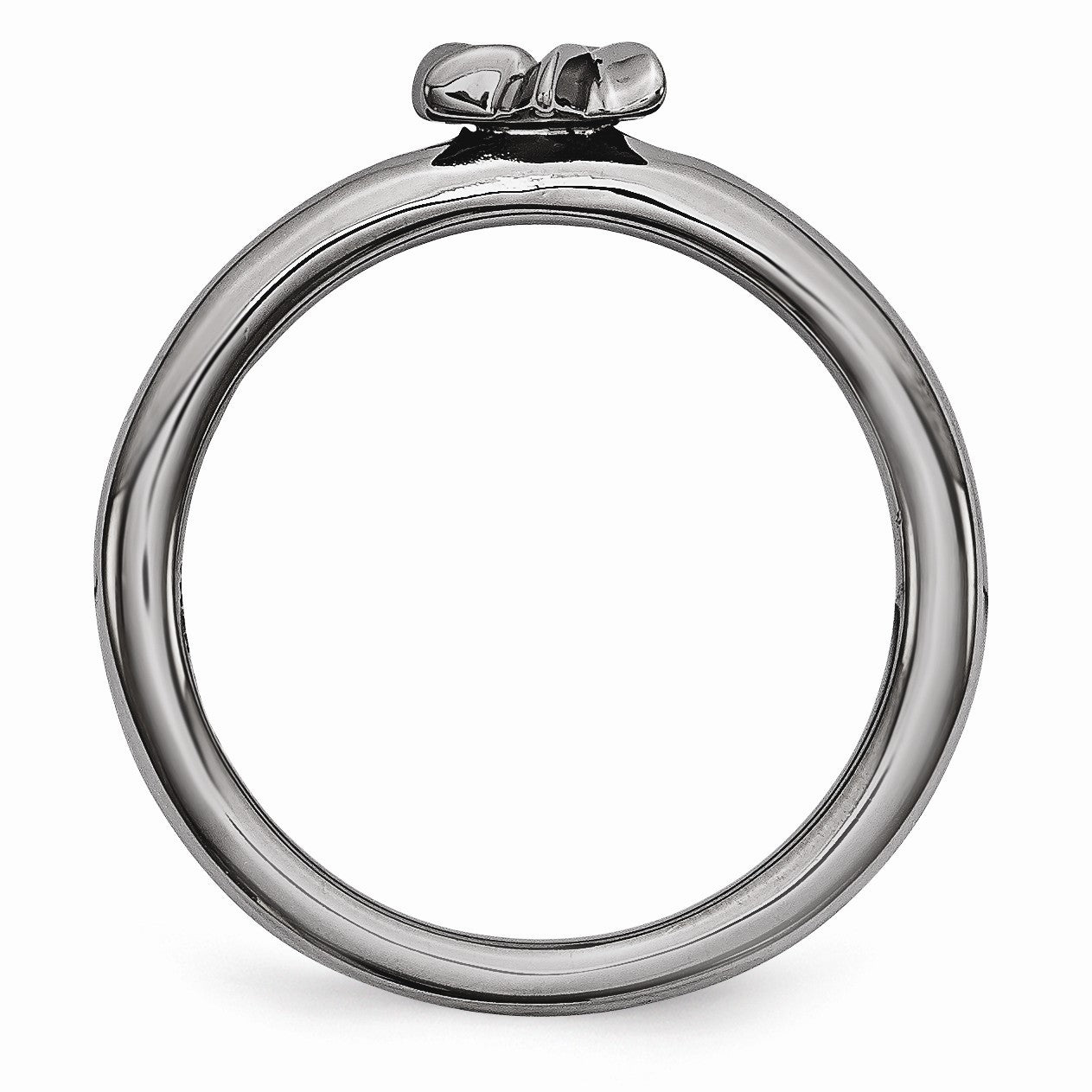 Black Plated Sterling Silver Stackable 7mm Star of David Ring