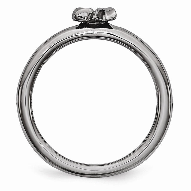 Black Plated Sterling Silver Stackable 7mm Star of David Ring