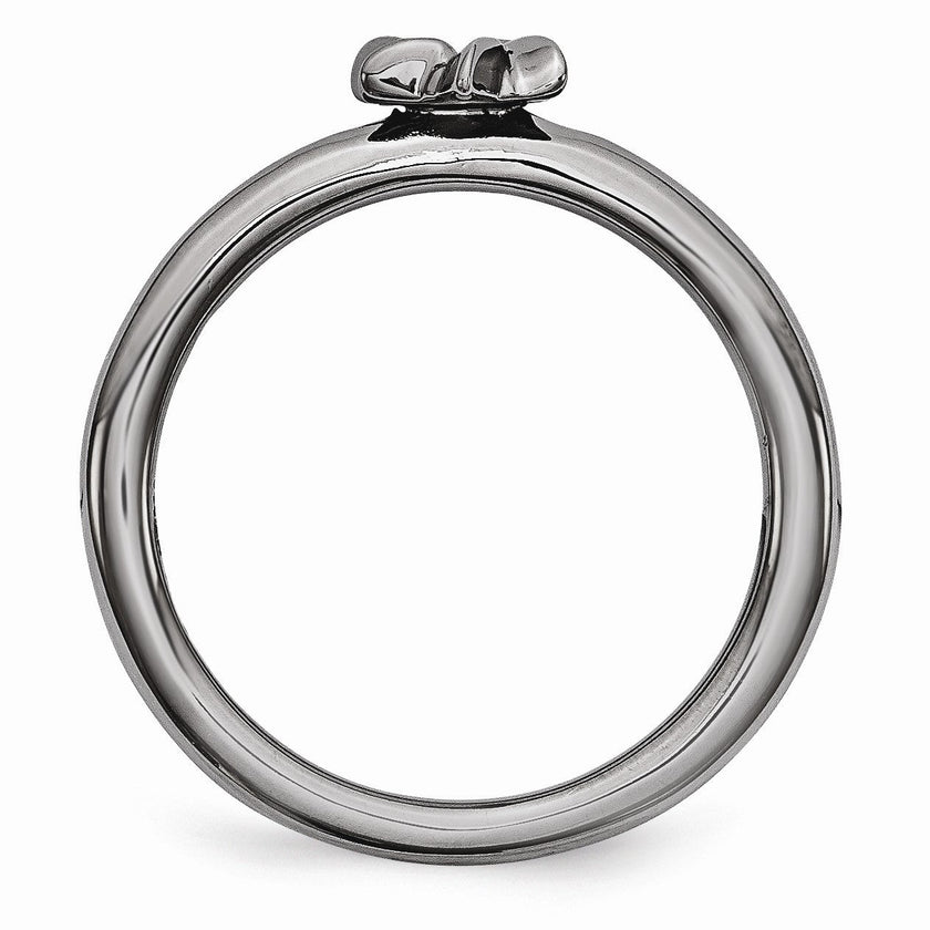 Black Plated Sterling Silver Stackable 7mm Star of David Ring