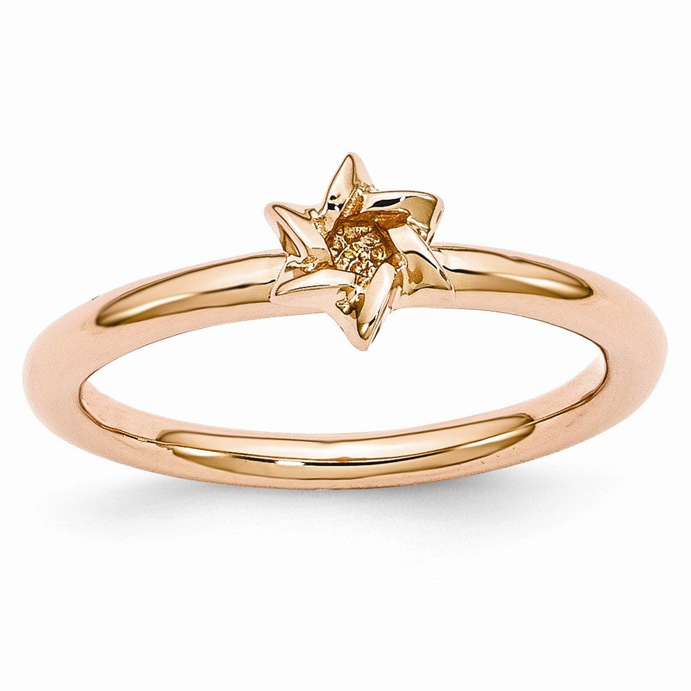 Rose Gold Tone Sterling Silver Stackable 7mm Star of David Ring