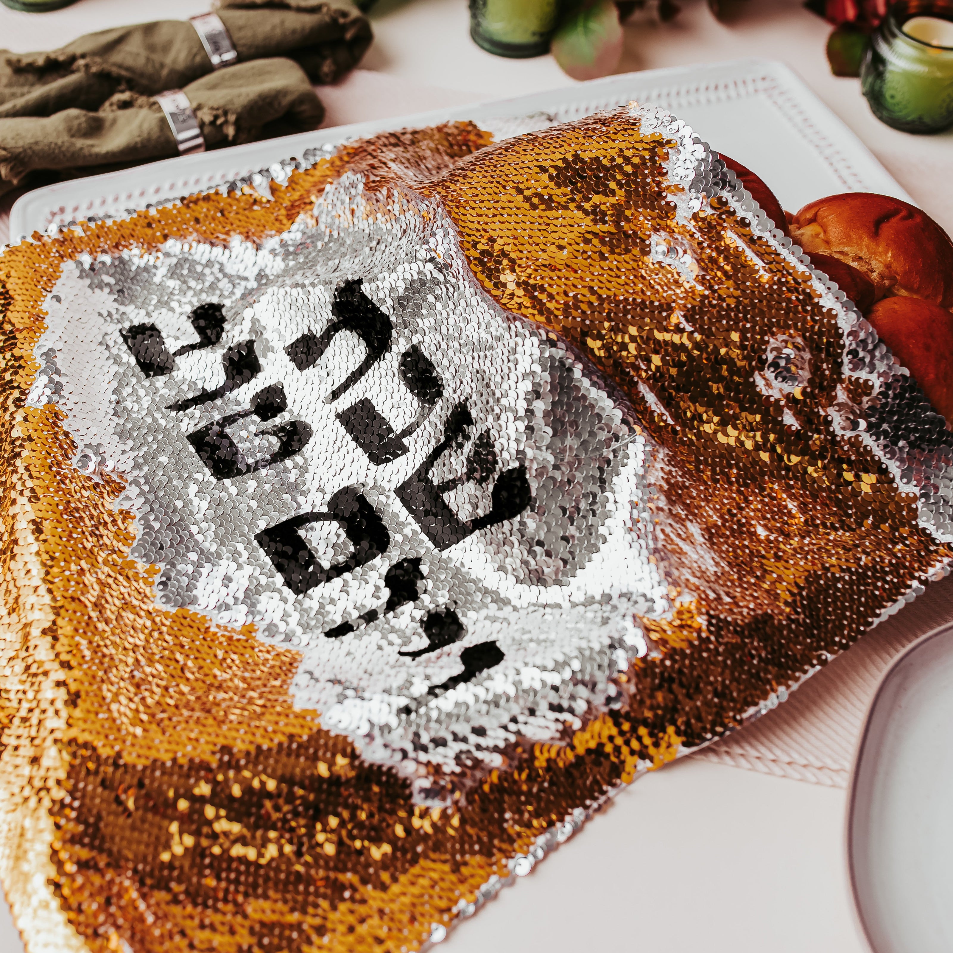Shabbat and Yomtov Sequined Challah Cover