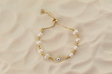 Evil Eye Pearl Beaded Bracelet Set Adjustable Evil Eye Bracelet