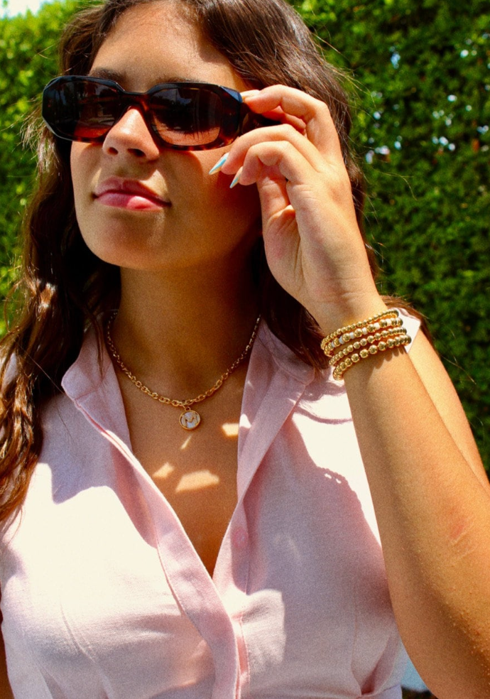 Gold Mother of Pearl Initial Letter Necklace