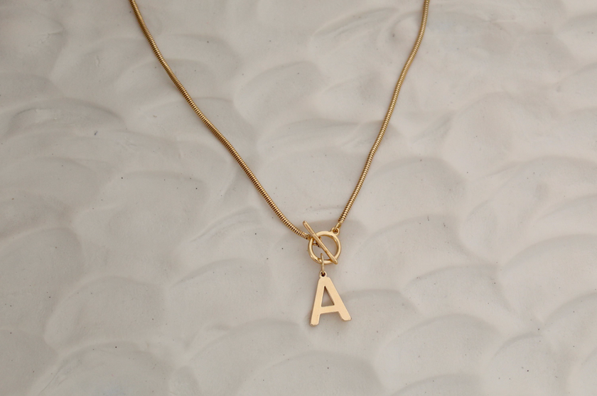 Initial Omega Toggle T Bar Dainty Necklace