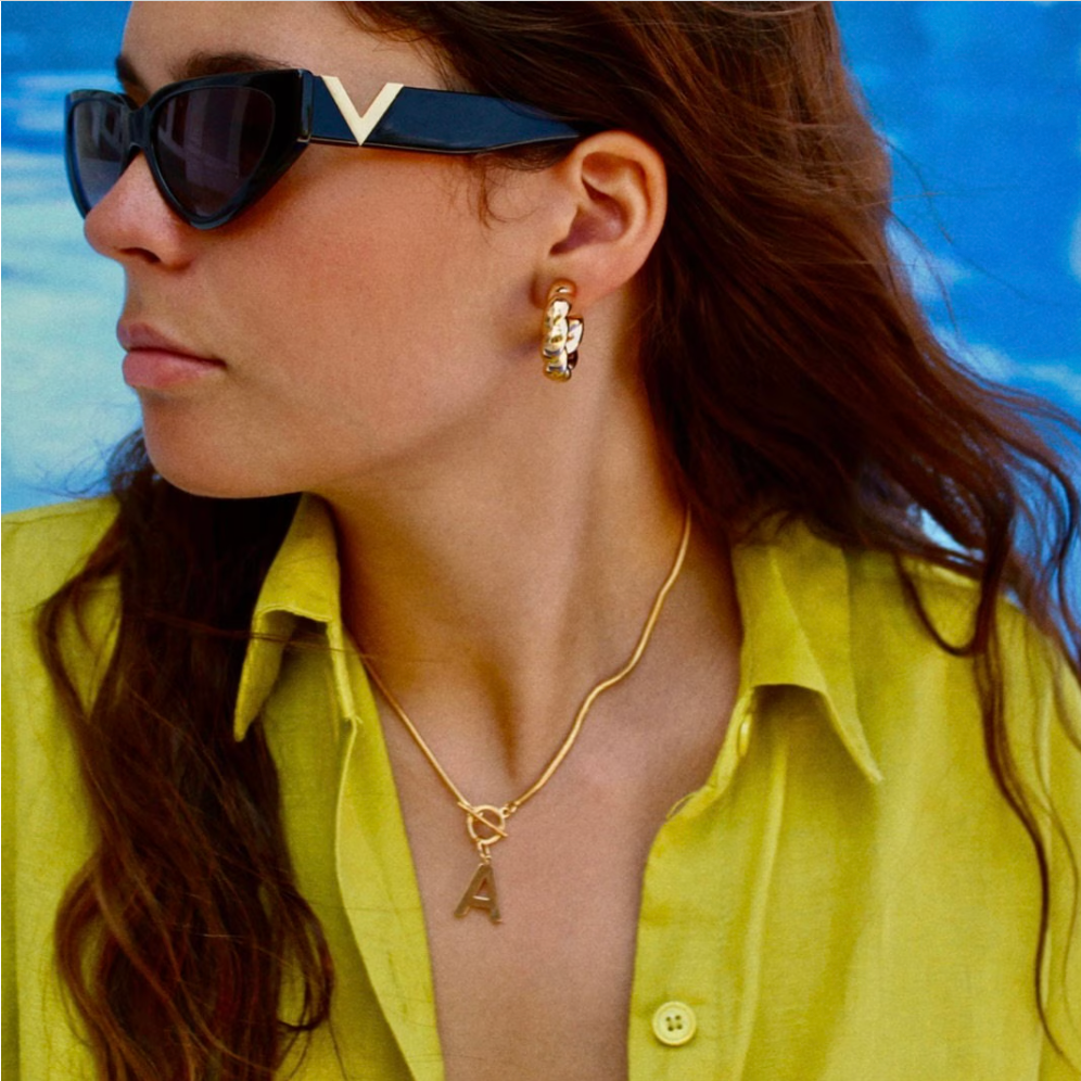 Initial Omega Toggle T Bar Dainty Necklace