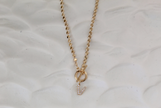 Pave Initial Pendant 3mm Disc Toggle Bar Necklace