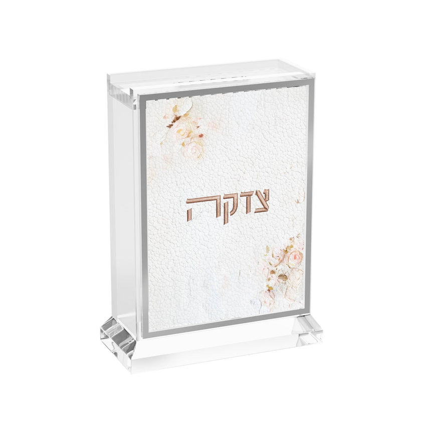 Leatherite Artwork Tzedakah Box - Blush Rose