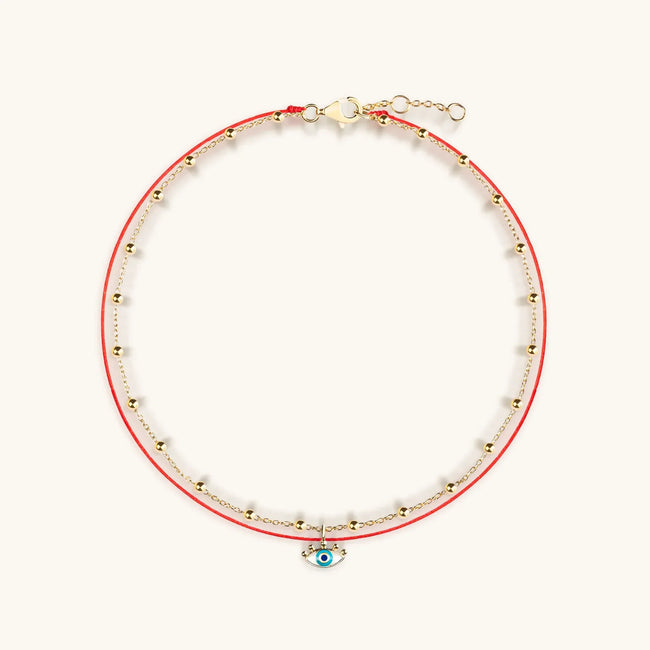 Watchful Gaze - Evil Eye Red String Anklet