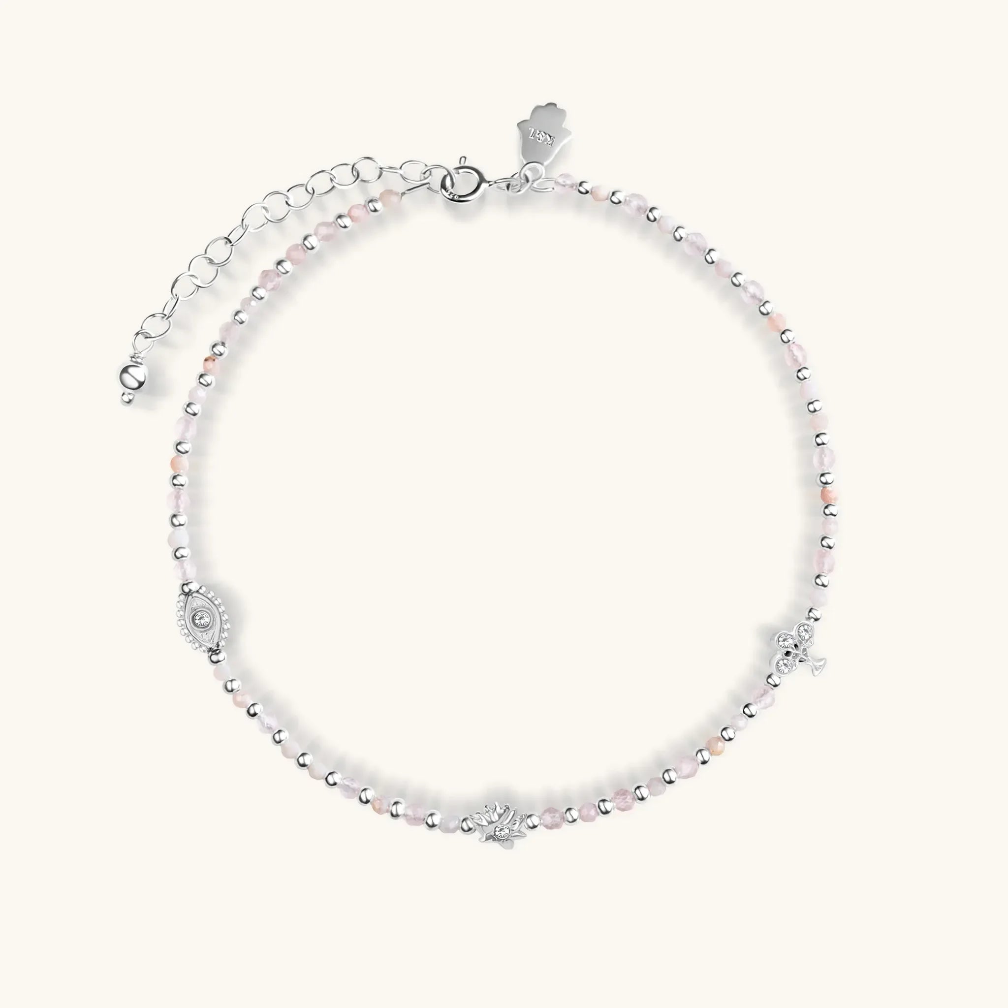 Surrounded by Love - Rose Quartz Silver Anklet