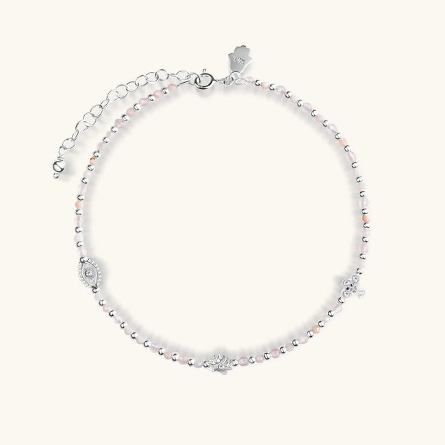 Surrounded by Love - Rose Quartz Silver Anklet