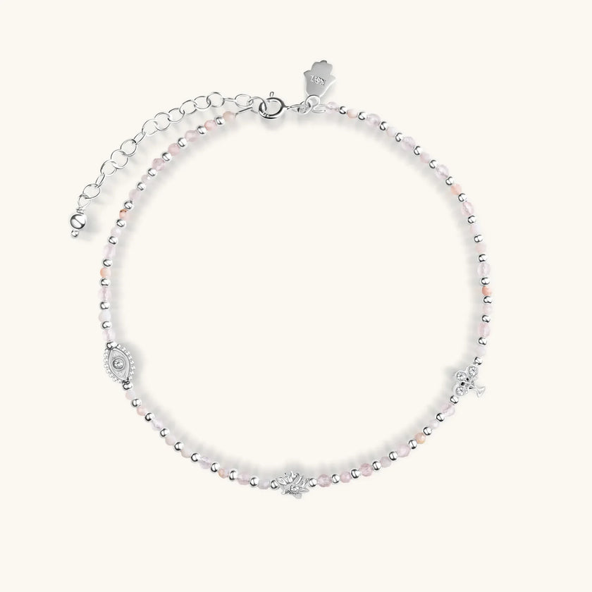 Surrounded by Love - Rose Quartz Silver Anklet