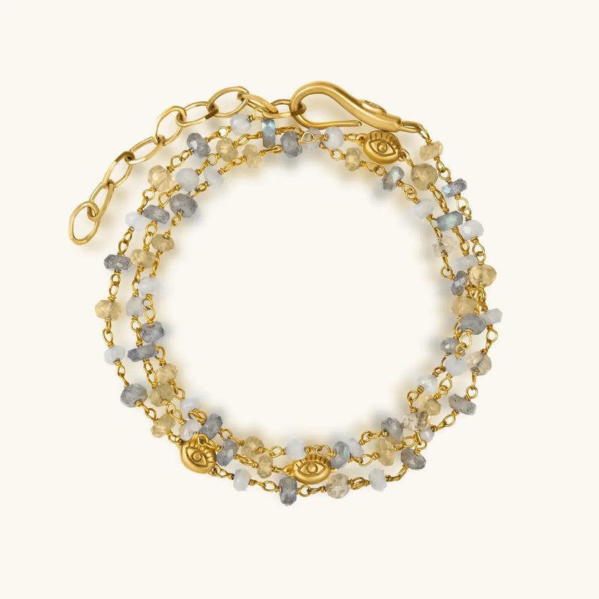 Divine Happiness - Citrine Labradorite Moonstone Wrap