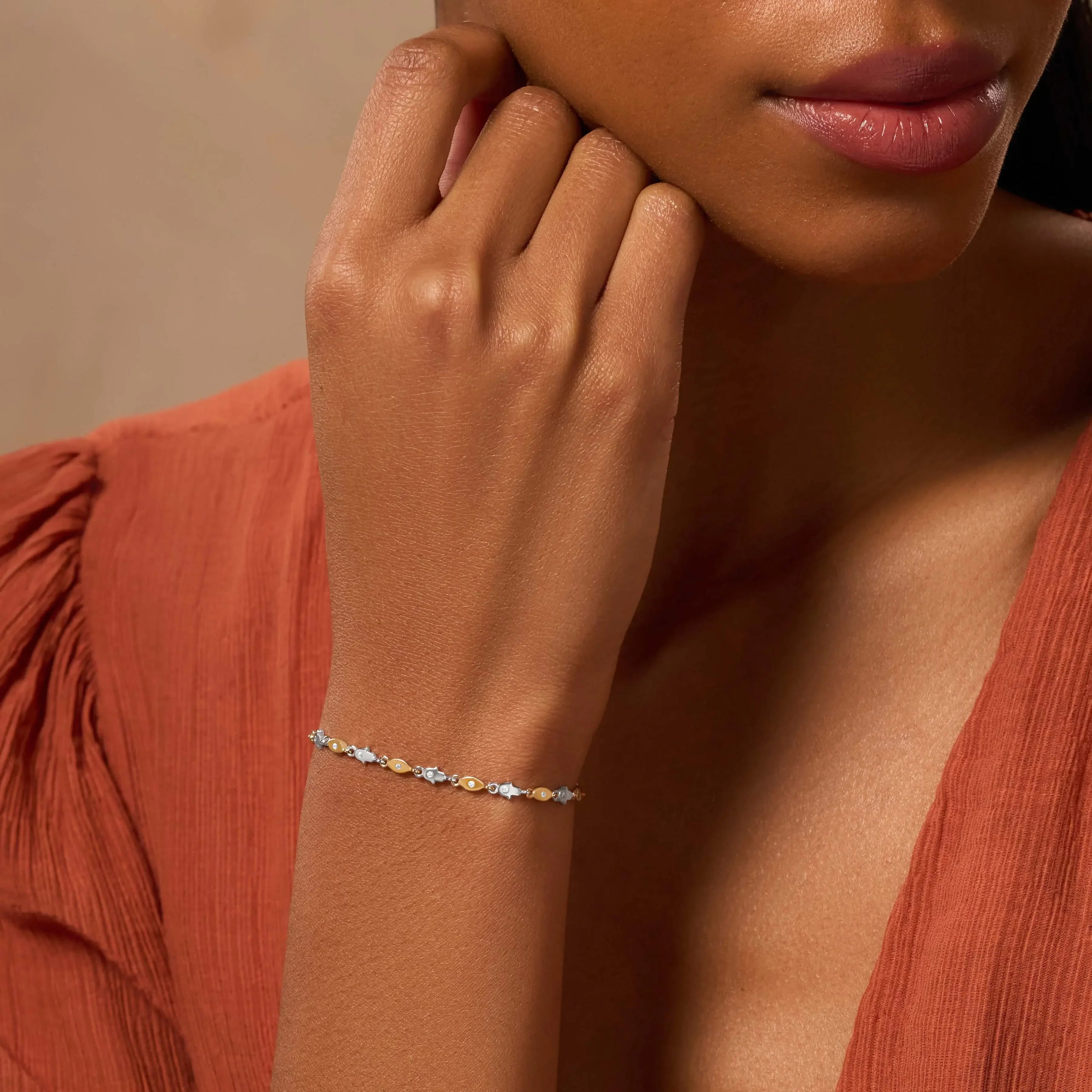 Sacred Awakening Evil Eye & Hamsa Gold and Silver Bracelet