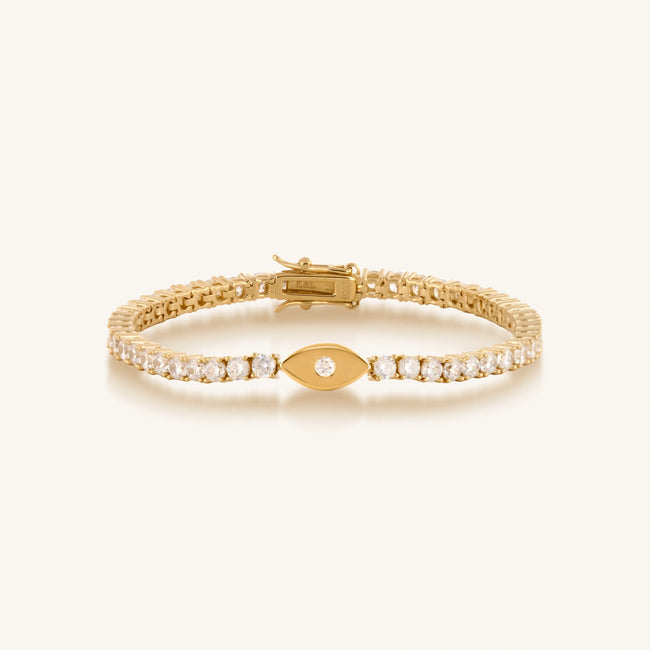 Sparkling Awareness Gold Plated Evil Eye Bracelet