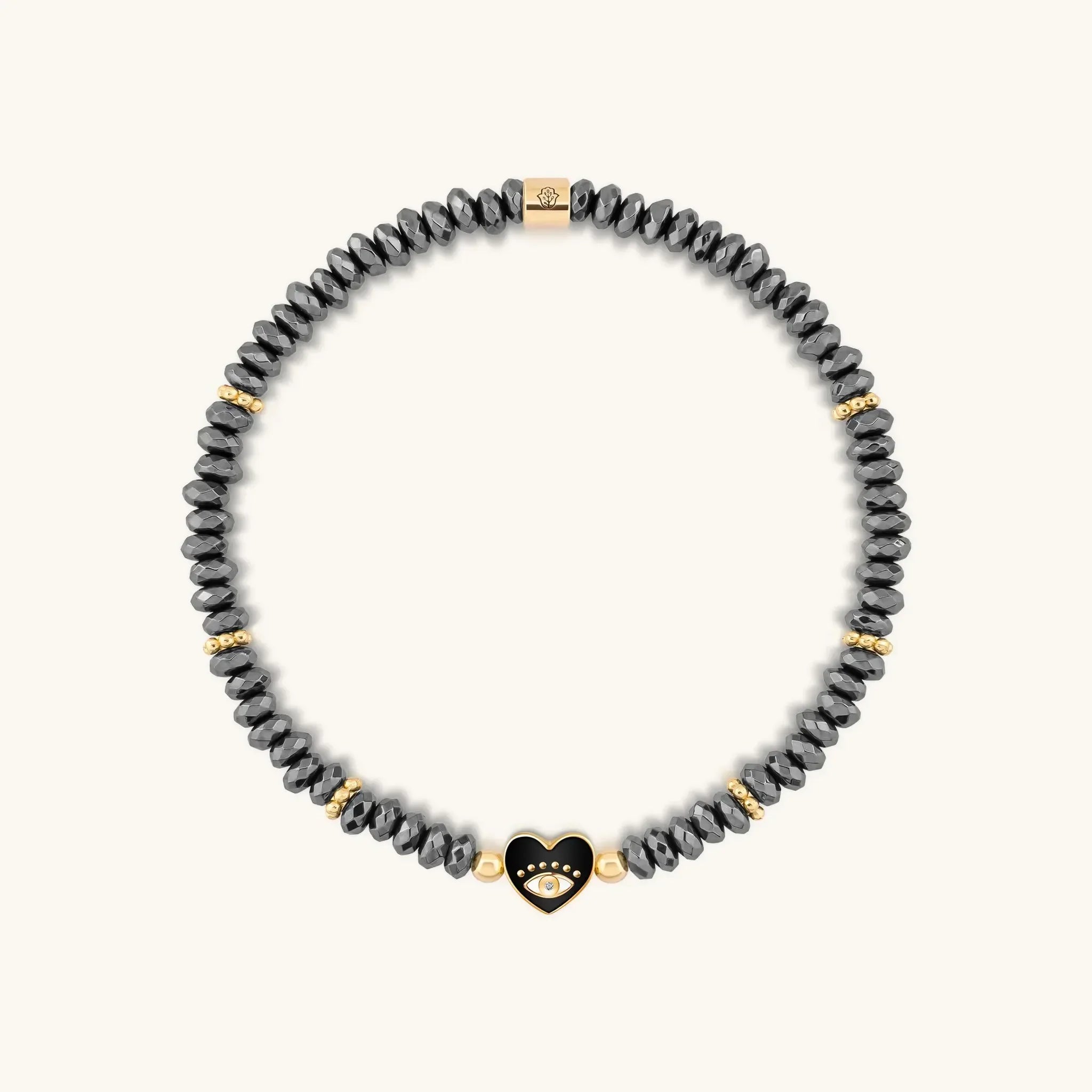 Heartfelt Gaze - Evil Eye Heart Hematite Bracelet