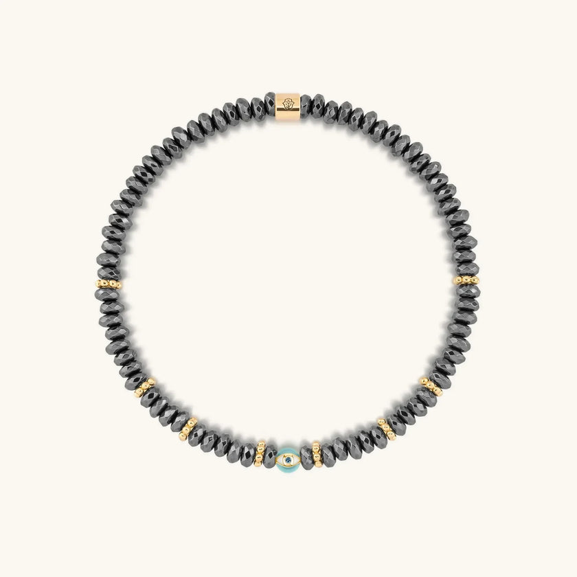 Earth Guardian - Hematite Evil Eye Bracelet