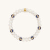 Blessed Life Evil Eye Pearl Stretch Bracelet