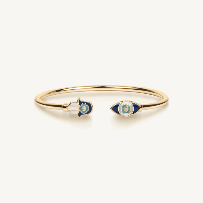 Positive Light - Enamel Hamsa Evil Eye Cuff