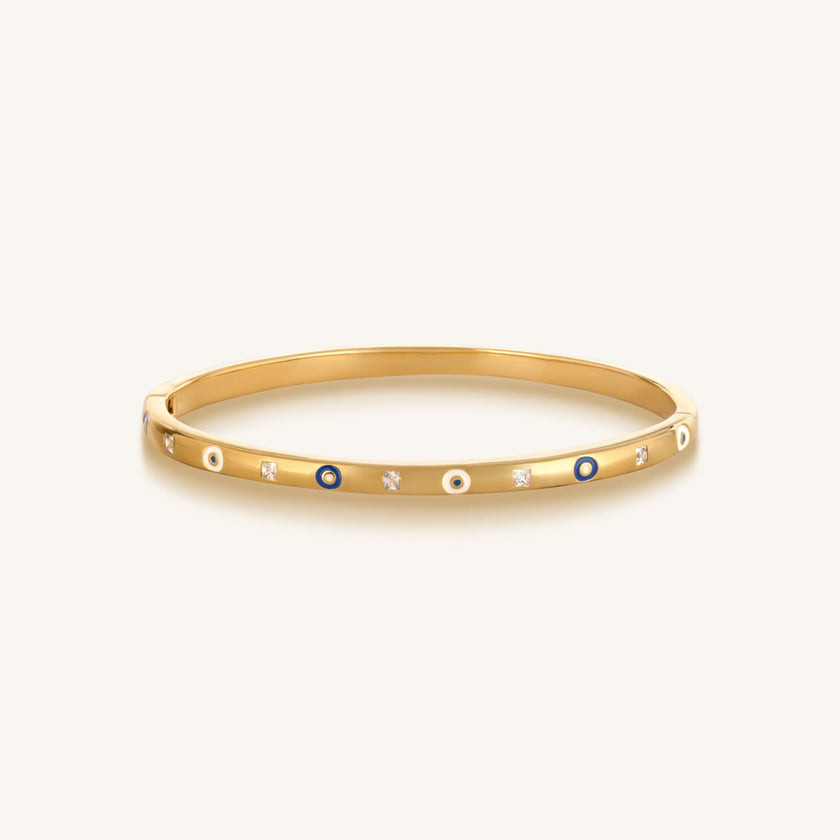 Soulful Rejuvenation Gold Evil Eye Cuff Bracelet