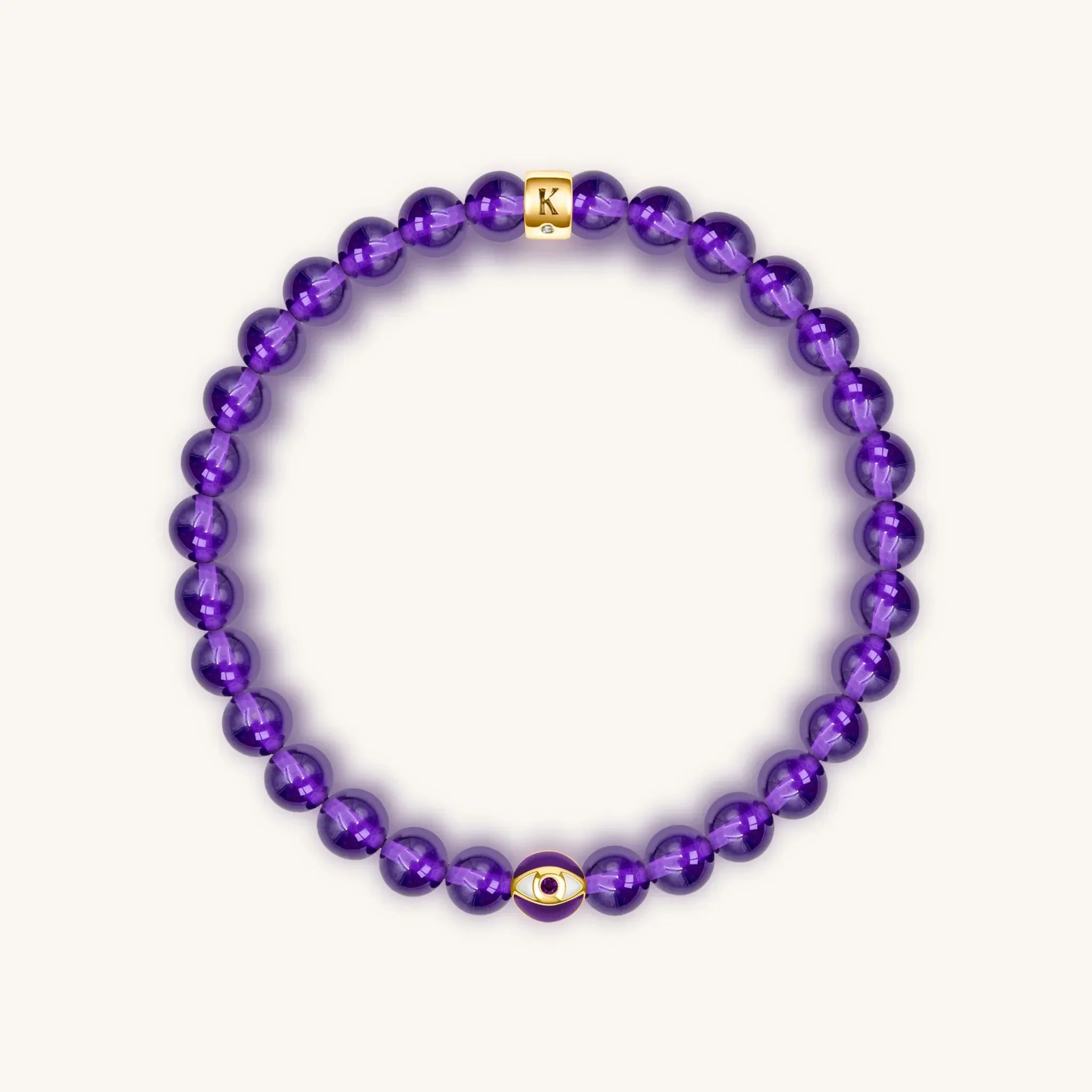 Calming Reflection - Amethyst February Birthstone Evil Eye Bracelet