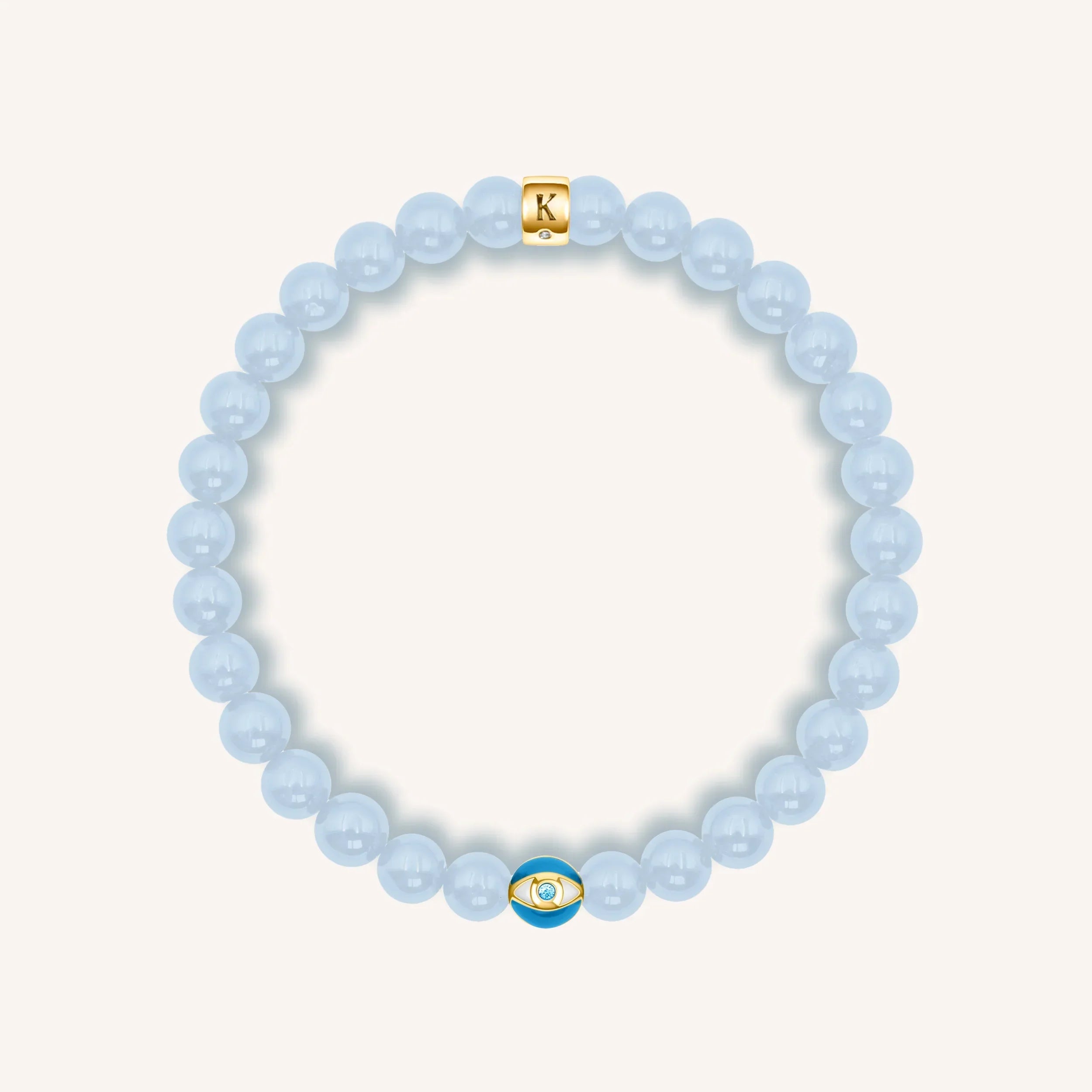 Soothing Rhythm - Aquamarine March Birthstone Evil Eye Bracelet