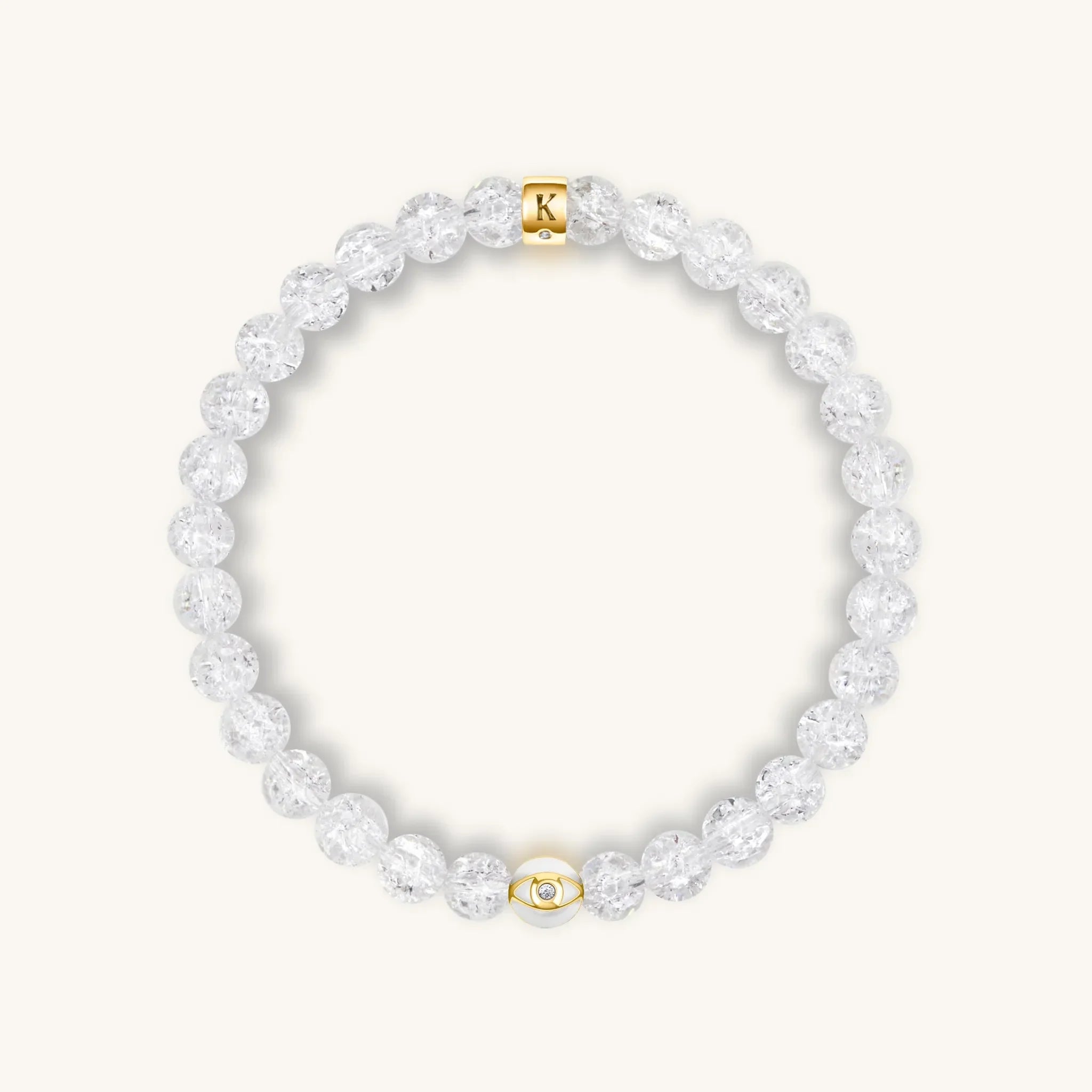 Utmost Clarity - Crystal Quartz April Birthstone Evil Eye Bracelet