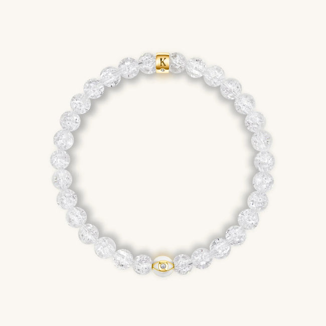 Utmost Clarity - Crystal Quartz April Birthstone Evil Eye Bracelet