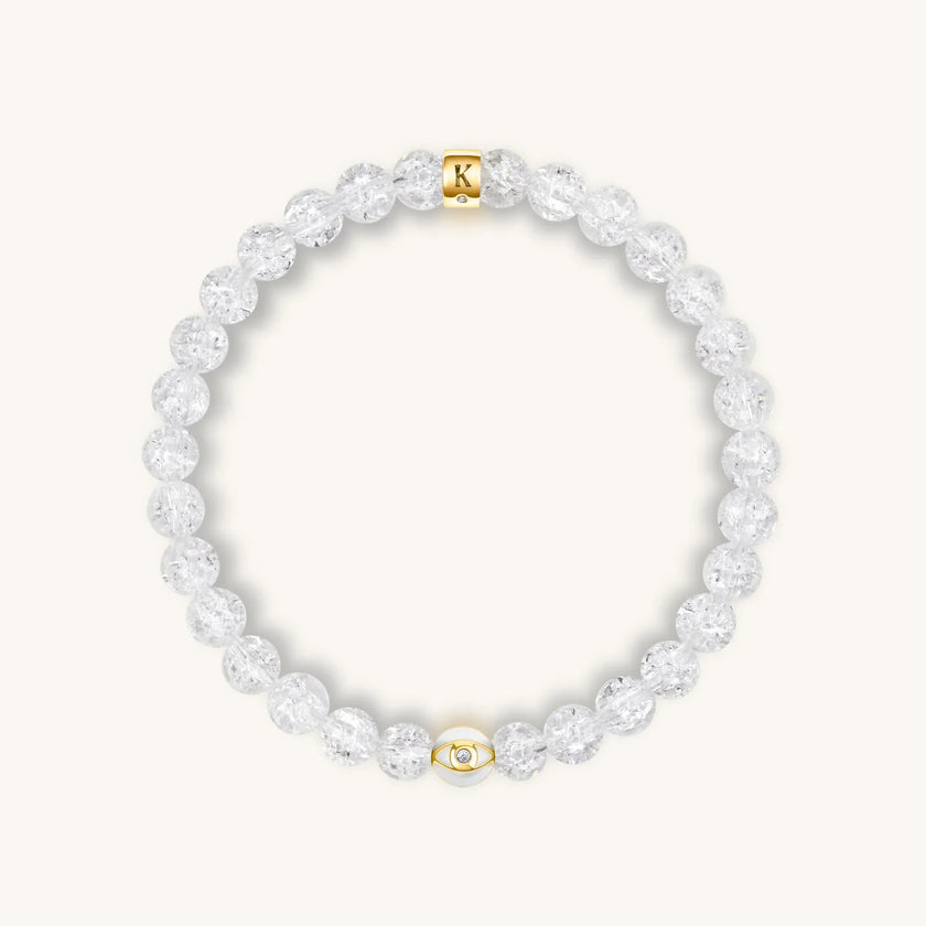 Utmost Clarity - Crystal Quartz April Birthstone Evil Eye Bracelet