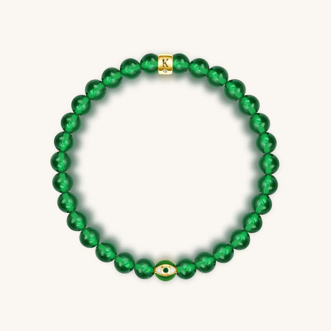Vital Harmony - Emerald Agate May Birthstone Evil Eye Bracelet