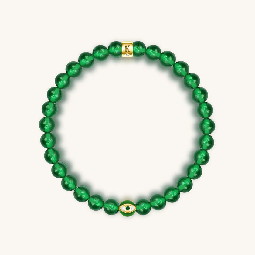 Vital Harmony - Emerald Agate May Birthstone Evil Eye Bracelet