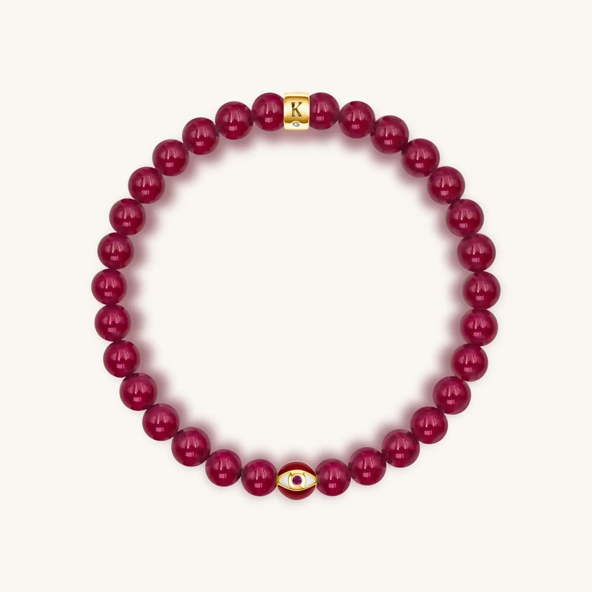 Conscious Motivation - Ruby Agate July Birthstone Evil Eye Bracelet