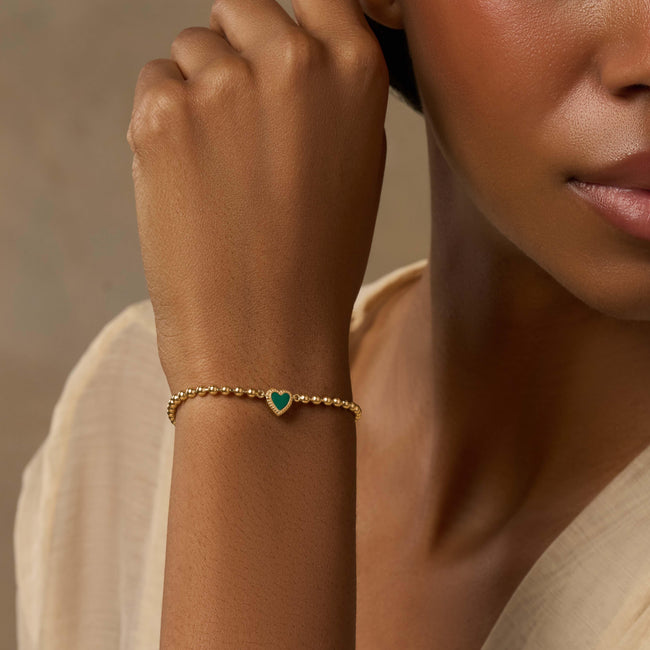 Blessed & Peaceful Malachite Heart Bracelet