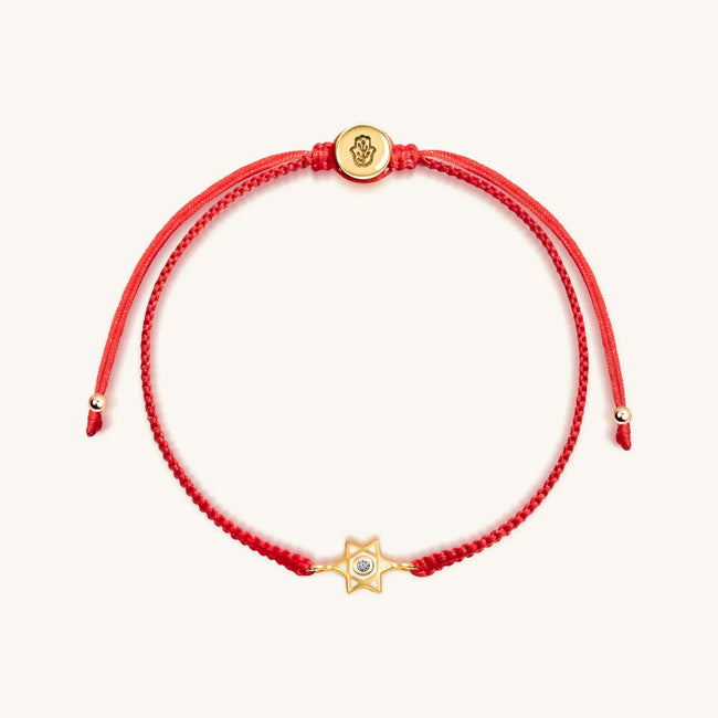 Bright Hope - Red String Star of David Charm Bracelet