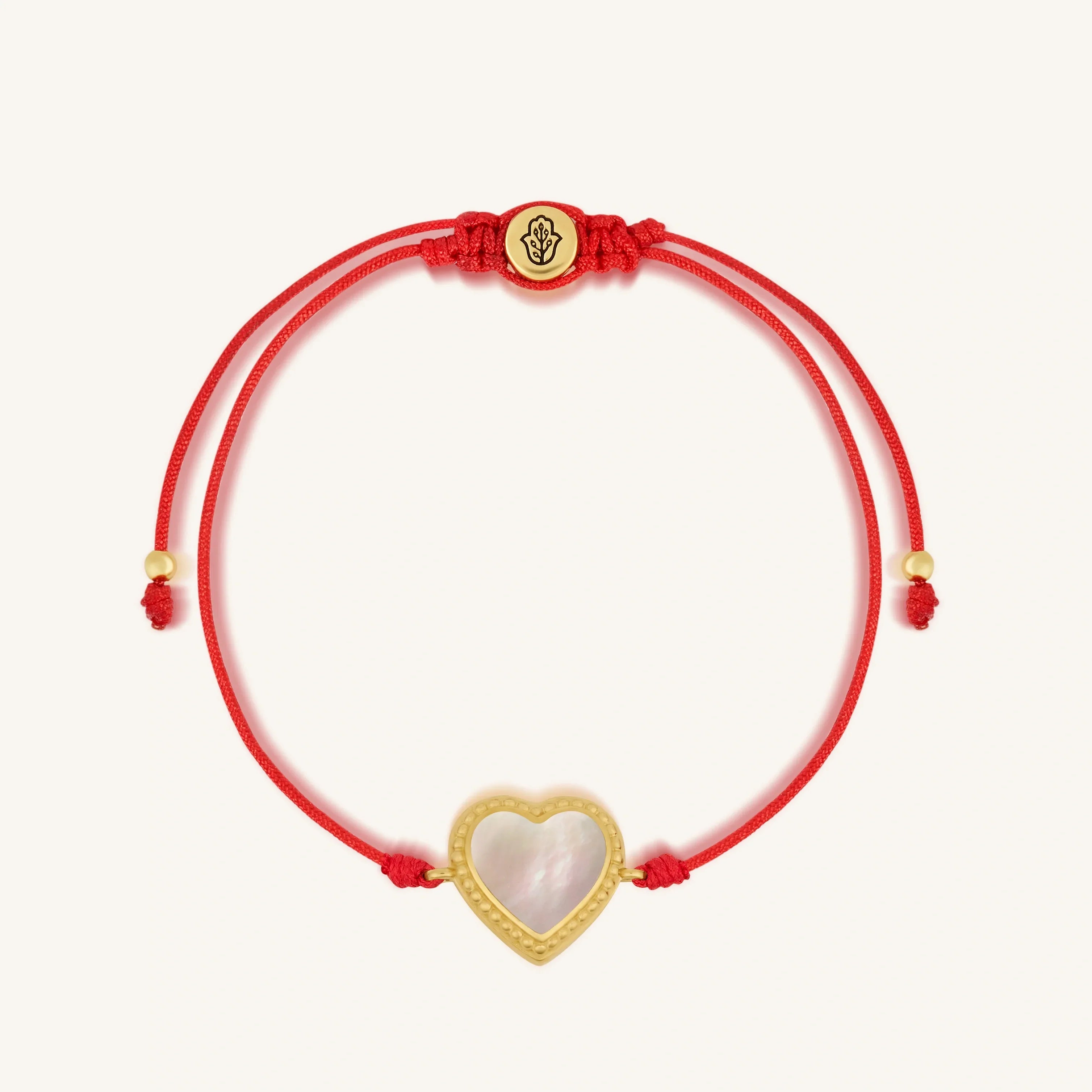 Dreams Fulfilled Mother of Pearl Heart Charm Red String Bracelet