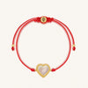 Dreams Fulfilled Mother of Pearl Heart Charm Red String Bracelet