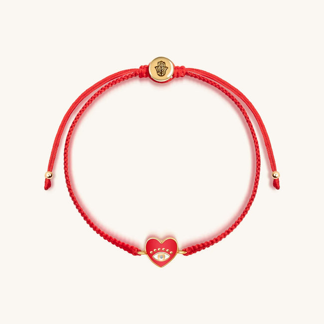 Devoted to Love - Evil Eye Heart Charm Red String Bracelet