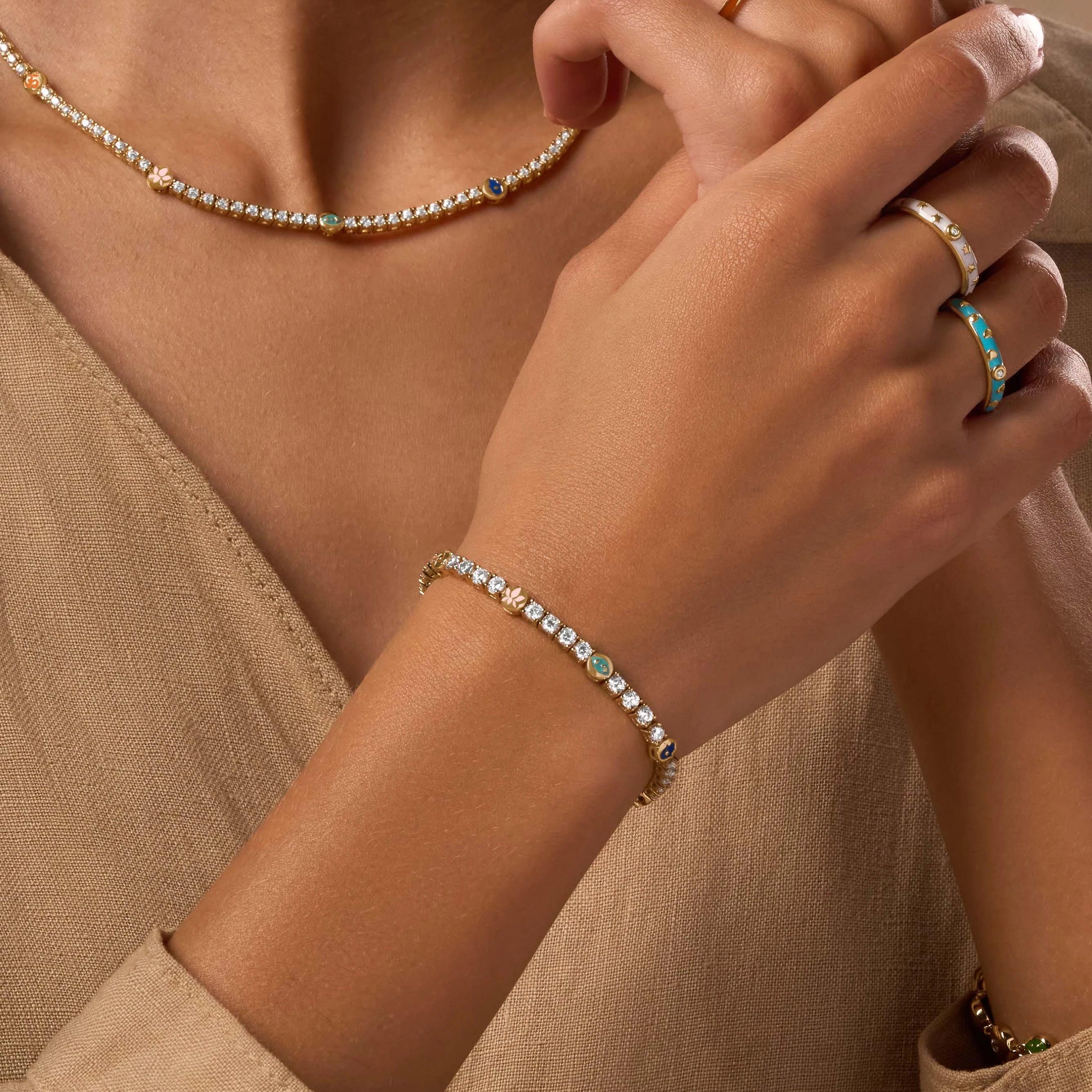 Fortuitous Traveler Multi-Symbol Tennis Bracelet