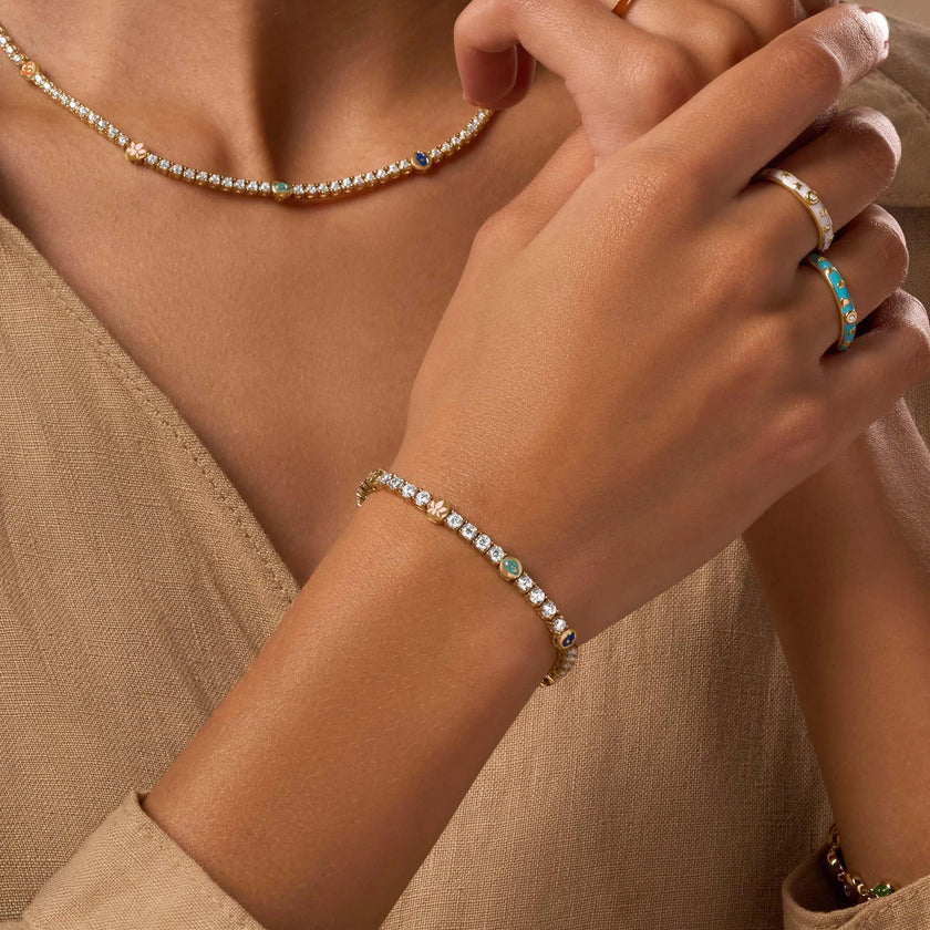 Fortuitous Traveler Multi-Symbol Tennis Bracelet