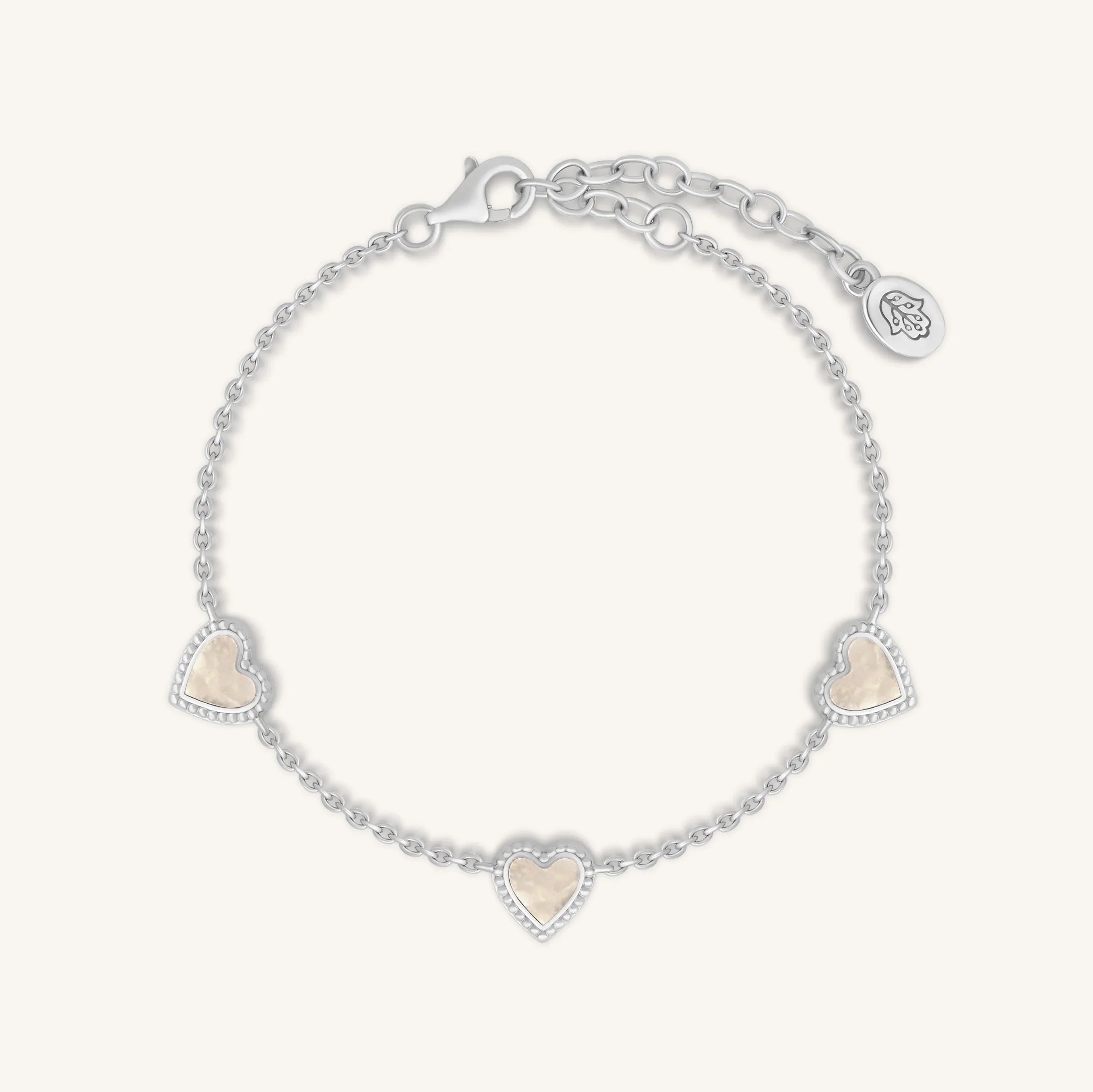 Joyful Connections Mother of Pearl Silver Heart Bracelet