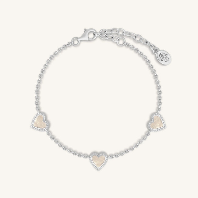 Joyful Connections Mother of Pearl Silver Heart Bracelet