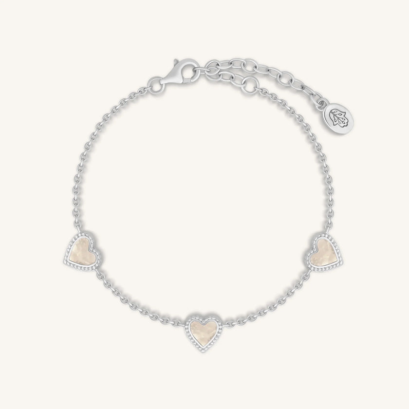 Joyful Connections Mother of Pearl Silver Heart Bracelet
