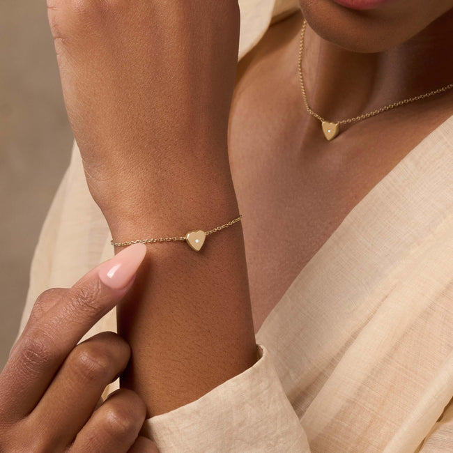Sweetheart Energy Diamond Heart Charm Gold Bracelet