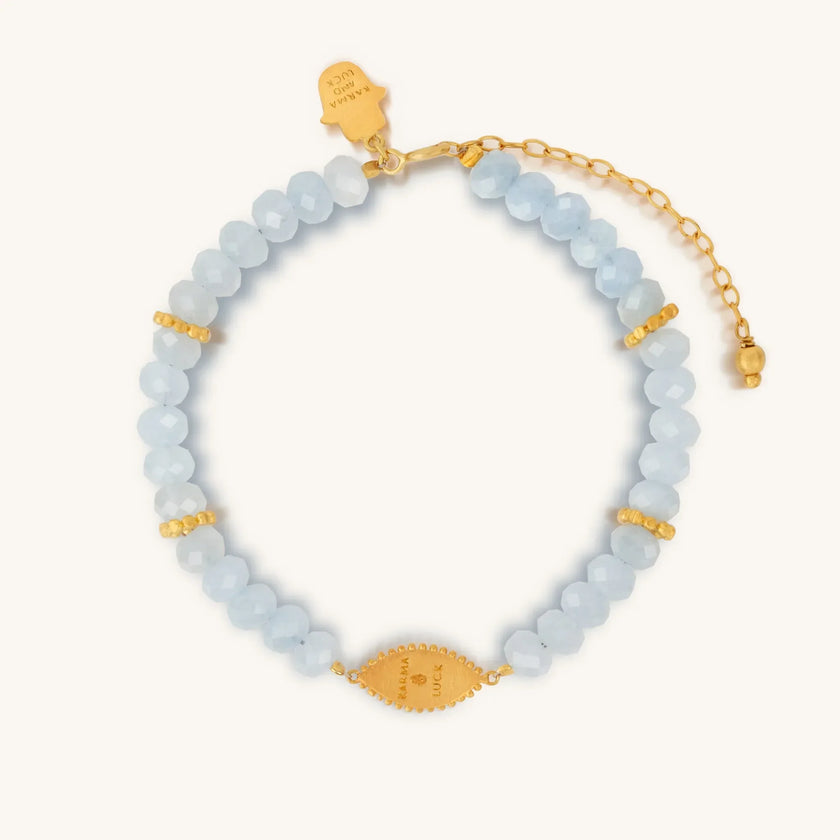 Soothing Thoughts - Aquamarine Evil Eye Charm Bracelet