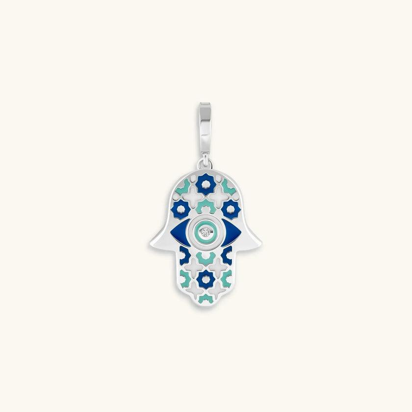 Safe & Sound - Silver Patterned Hamsa Charm