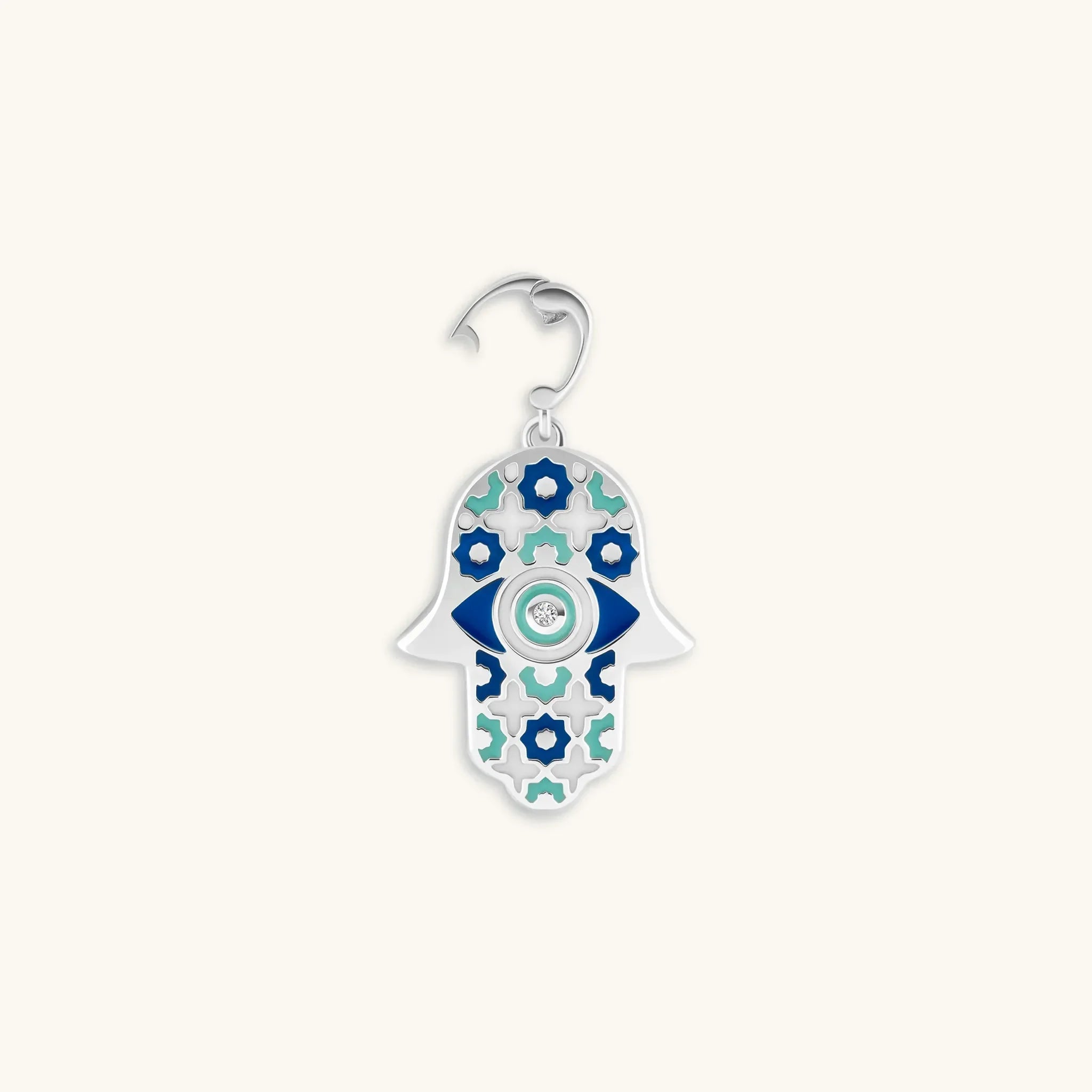 Safe & Sound - Silver Patterned Hamsa Charm